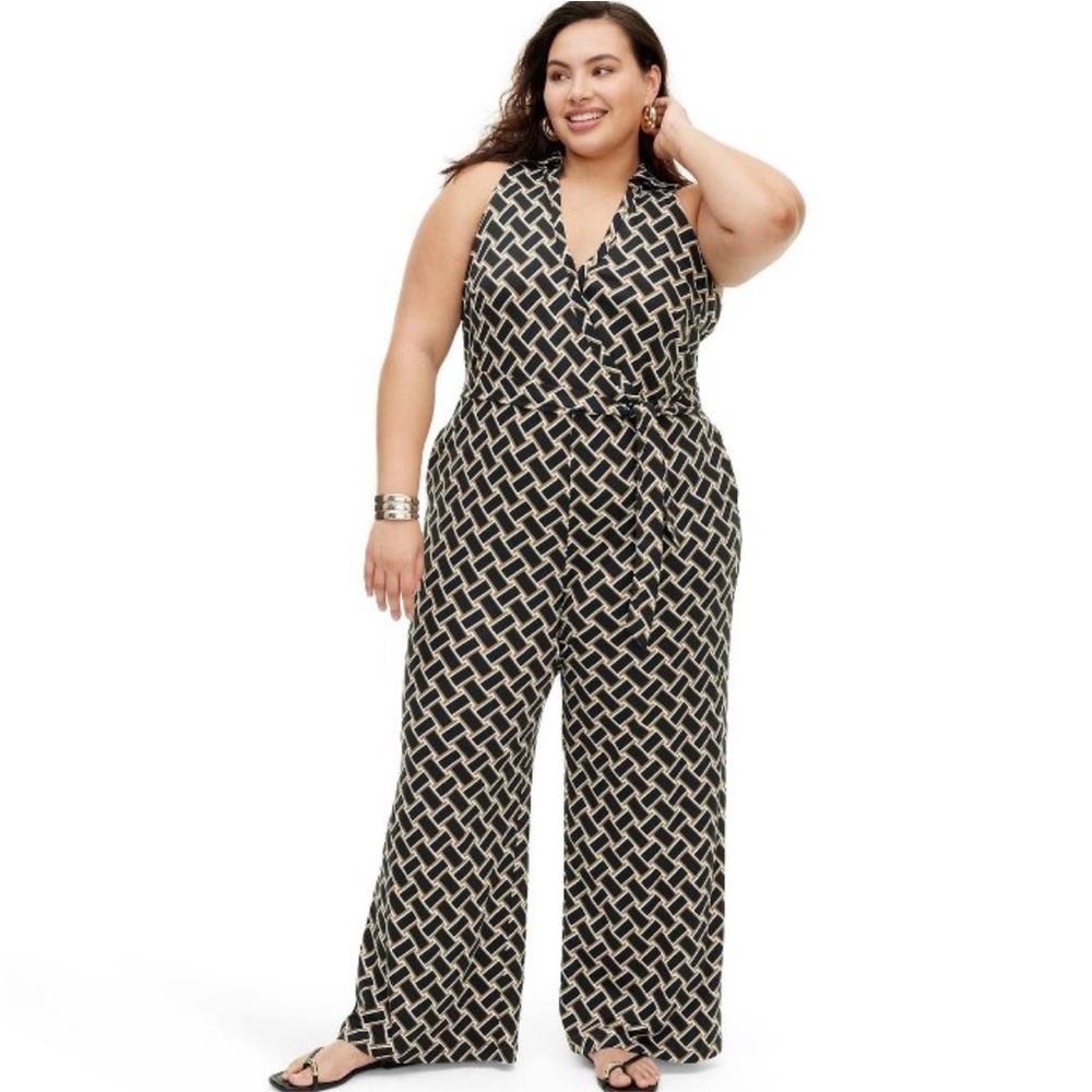 DVF for Target Collared Sleeveless Vintage Weave Jumpsuit, NWT, 2X